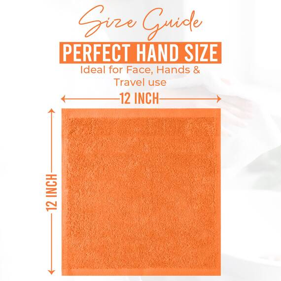 Dan River Waschlappen – 12 Stück, 30,5 x 30,5 cm, 400 g/m², Orange, 100% Baumwolle, weiche und sehr saugfähige Waschlappen für Gesicht und Körper, perfekt für Badezimmer, Make-up-Entfernung und den