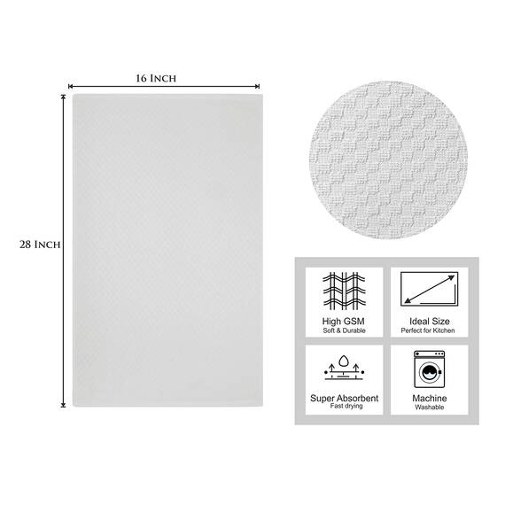COTTON CRAFT Küchenhandtücher, Waffelmuster, 40,6 x 71,1 cm, Weiß, 400 g/m², 100% ringgesponnene, 2-lagige Baumwolle, sehr saugfähig, fusselarm, Mehrzweck, 12 Stück