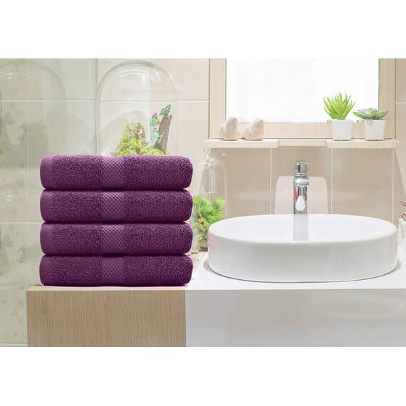 Dan River 6er-Pack Premium-Handtücher (40,6 x 71,1 cm) – 100% Baumwolle, ultraweich, leicht, sehr saugfähige Handtücher für Badezimmer, Spa, Fitnessstudio, Salon, Hotel und Reisen – 550 g/m² – Purple