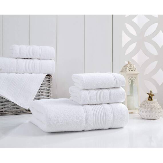 Qute Home Badetuch-Set, 100% türkische Baumwolle, schnell trocknend, weich und saugfähig, 4 hochwertige Handtücher für Badezimmer (Weiß)