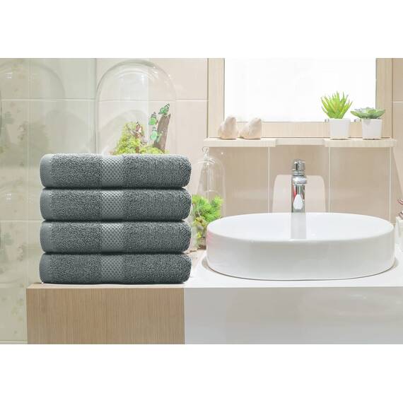 Dan River 6er-Pack Premium-Handtücher (40,6 x 71,1 cm) – 100% Baumwolle, ultraweich, leicht, sehr saugfähige Handtücher für Badezimmer, Spa, Fitnessstudio, Salon, Hotel und Reisen – 550 g/m² – Grau