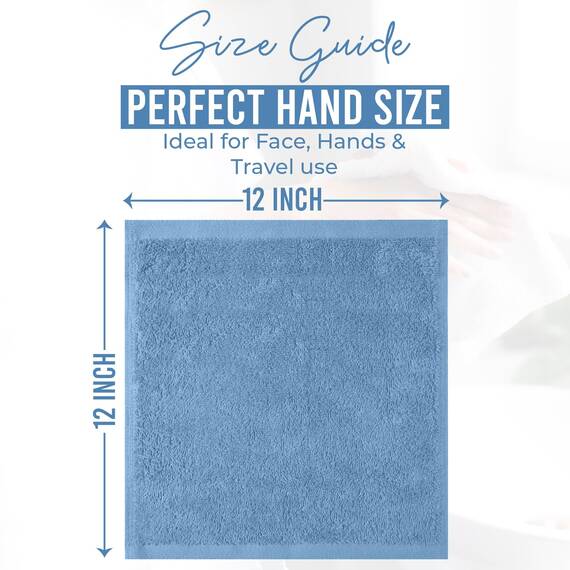 Dan River Waschlappen – 12 Stück, 30,5 x 30,5 cm, 400 g/m², Mittelblau, 100% Baumwolle, weiche und sehr saugfähige Waschlappen für Gesicht und Körper, perfekt für Badezimmer, Make-up-Entfernung und