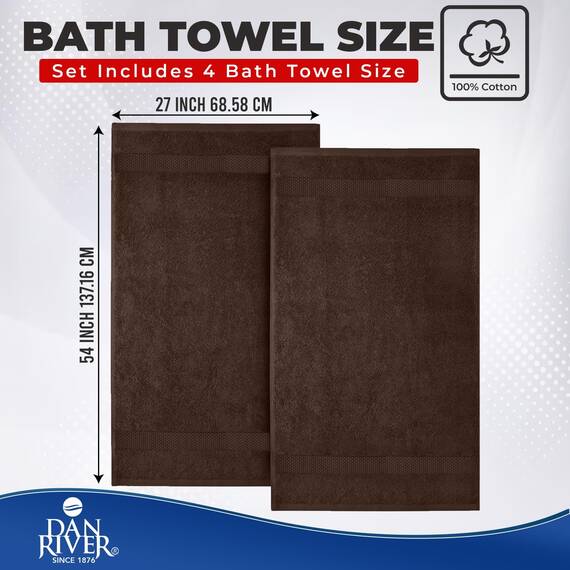 DAN RIVER Badetuch aus 100 % Baumwolle, weich, groß, Badetuch, sehr saugfähig, für den täglichen Gebrauch, ideal für Pool, Zuhause, Fitnessstudio, Spa, Hotel, Badetuch-Set 68.6x137.2 cm, 600 g/m²