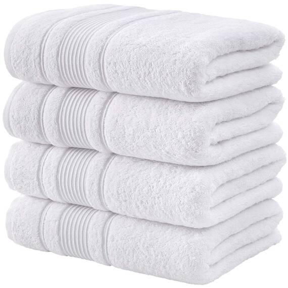 Qute Home Badetuch-Set, 100% türkische Baumwolle, schnell trocknend, weich und saugfähig, 4 hochwertige Handtücher für Badezimmer (Weiß)