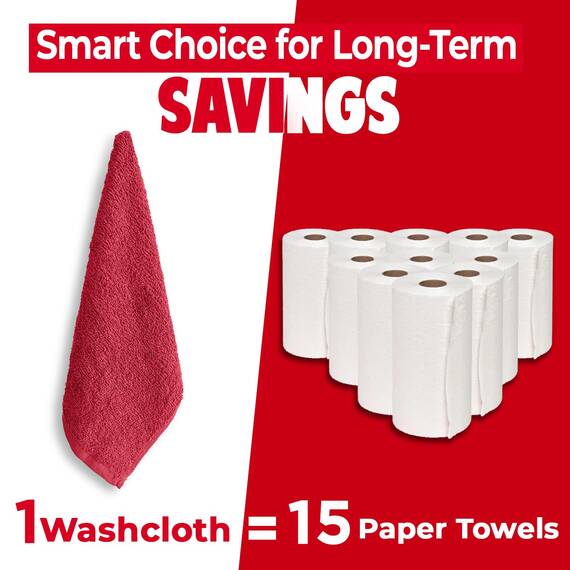 Dan River Waschlappen – 12 Stück, 30,5 x 30,5 cm, 400 g/m², rot, 100% Baumwolle, weiche und sehr saugfähige Waschlappen für Gesicht und Körper, perfekt für Badezimmer, Make-up-Entfernung und den