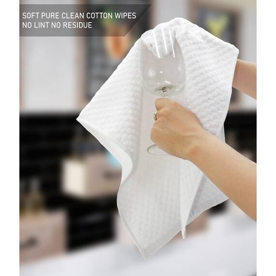 COTTON CRAFT Küchenhandtücher, Waffelmuster, 40,6 x 71,1 cm, Weiß, 400 g/m², 100% ringgesponnene, 2-lagige Baumwolle, sehr saugfähig, fusselarm, Mehrzweck, 12 Stück