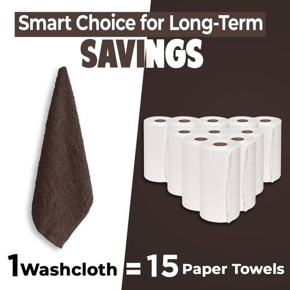 Dan River Waschlappen – 12 Stück, 30,5 x 30,5 cm, 400 g/m², braun, 100% Baumwolle, weiche und sehr saugfähige Waschlappen für Gesicht und Körper, perfekt für Badezimmer, Make-up-Entfernung und den