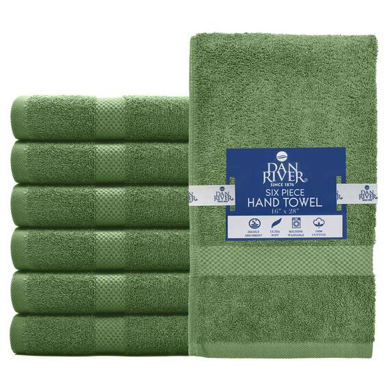 Dan River Luxus-Handtuch, weich, saugfähig, schnell trocknend, Premium-Baumwoll-Handtuch, perfekt für den täglichen Gebrauch, 40,6 x 71,1 cm, 550 g/m², Salbeigrün