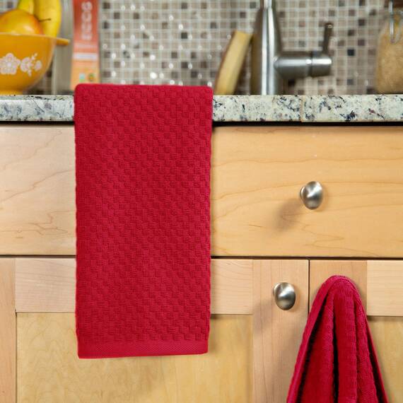 Cotton Craft Küchentücher, Frottee-Handtücher, 100% Baumwolle, Waffelgewebe, weich, saugfähig, schnell trocknend, fusselarm, wiederverwendbar, für Speisekammer, Bar, Reinigungstuch, 40,6 x 71,1 cm