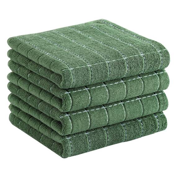 Homaxy Küchentücher aus 100% Baumwolle, Frottee, Grasgrün, 33 x 71,1 cm, Kariertes Design, weich und super saugfähig, 4 Stück
