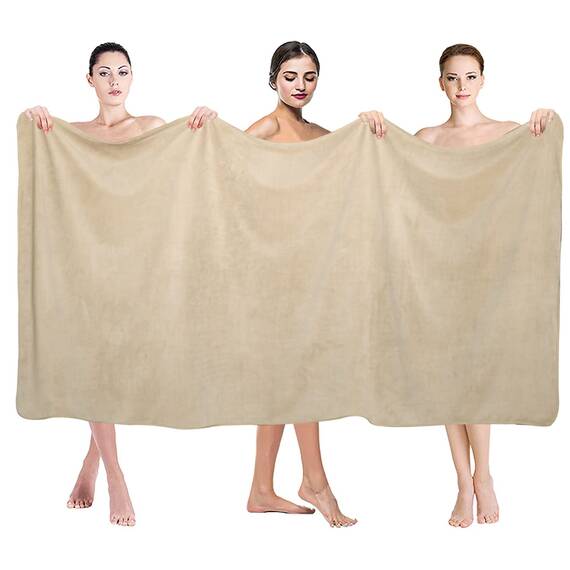 JML Luxuriöse Hotel- und Spa-Badetücher (2er-Pack, 101,6 x 203,2 cm), 350 g/m², hochdichtes Fleece-Handtuch-Set, super weich und saugfähig, fusselfrei, lichtbeständig, extra großes Badetuch, Camel