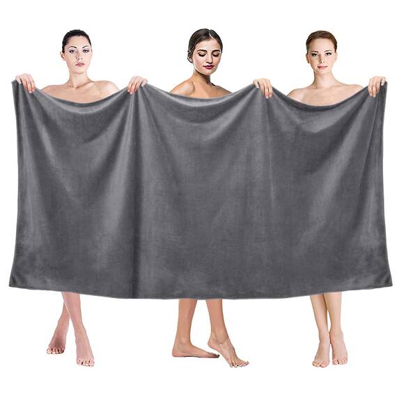 JML Mikrofaser-Badetücher, Jumbo-Badetücher, 2 Stück (88,9 x 177,8 cm), übergroß, weich, super absortbent und schnell trocknend, Mehrzweck-Badetücher für Körper, Sport, Fitness, Yoga, Grau