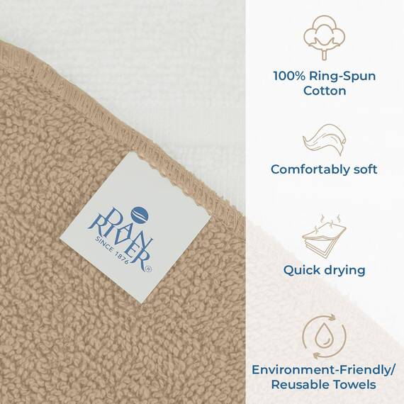 Dan River Waschlappen aus 100% Baumwolle, Premium-Qualität, für Gesicht und Körper, schnell trocknend, essentielle Handtücher für Badezimmer, Hand, Küche und Reinigung, Baby-Waschlappen, 27,9 x 27,9