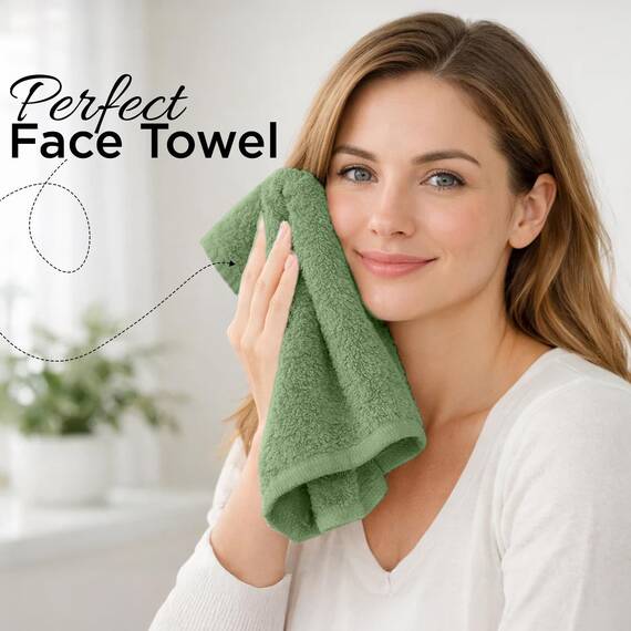Dan River Premium-Waschlappen für Ihr Gesicht, 100% Baumwolle, 550 g/m², sehr saugfähige Gesichtshandtücher für Körper, Dusche, Badezimmer, 12 Stück, (30,5 x 30,5 cm, Salbeigrün)