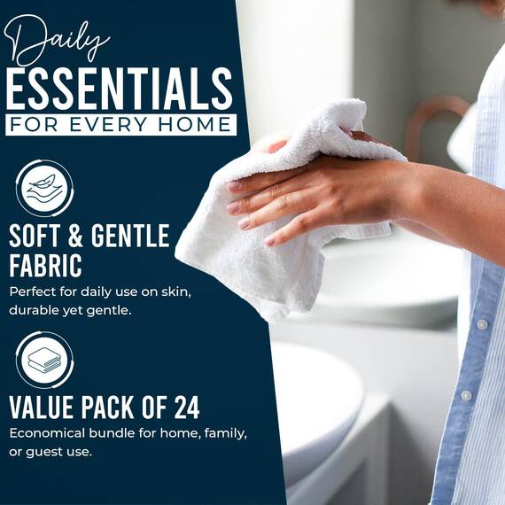 Dan River Waschlappen aus 100% Baumwolle, Premium-Qualität, für Gesicht und Körper, schnell trocknend, essentielle Handtücher für Badezimmer, Hand, Küche und Reinigung, Baby-Waschlappen, 30,5 x 30,5