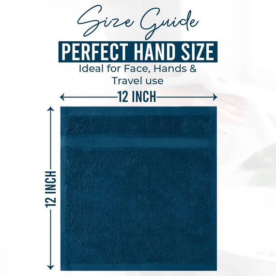 Dan River Premium-Waschlappen für Ihr Gesicht, 100% Baumwolle, 550 g/m², sehr saugfähige Gesichtshandtücher für Körper, Dusche, Badezimmer, 12 Stück, Blau