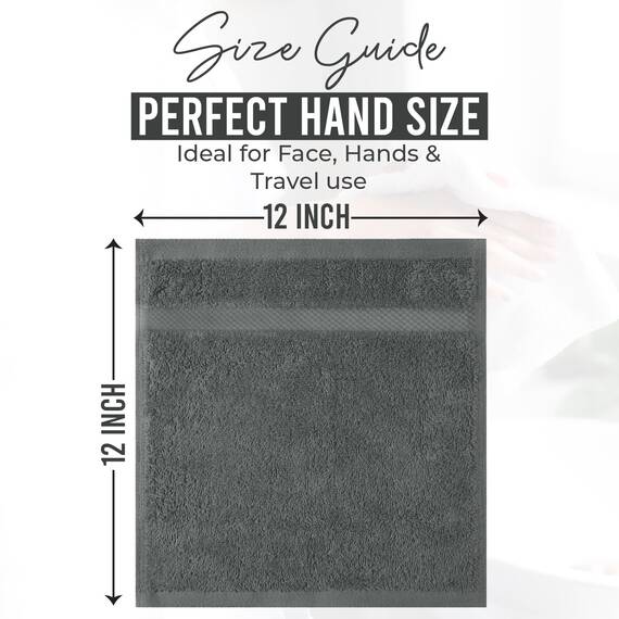Dan River Premium-Waschlappen für Ihr Gesicht, 100% Baumwolle, 550 g/m², sehr saugfähige Gesichtshandtücher für Körper, Dusche, Badezimmer, 30,5 x 30,5 cm, Grau, 12 Stück