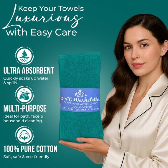 Dan River Waschlappen aus 100% Baumwolle, Premium-Qualität, für Gesicht und Körper, schnell trocknend, essentielle Handtücher für Badezimmer, Hand, Küche und Reinigung, Baby-Waschlappen, 30,5 x 30,5