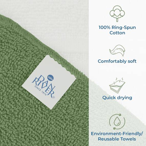 Dan River Waschlappen aus 100% Baumwolle, Premium-Qualität, für Gesicht und Körper, schnell trocknend, unverzichtbare Handtücher für Badezimmer, Hand, Küche und Reinigung, Babyteppiche, 27,9 x 27,9