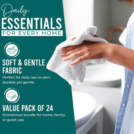 Dan River Waschlappen aus 100% Baumwolle, Premium-Qualität, für Gesicht und Körper, schnell trocknend, essentielle Handtücher für Badezimmer, Hand, Küche und Reinigung, Baby-Waschlappen, 30,5 x 30,5