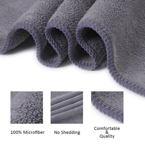 JML Mikrofaser-Handtücher, Badetuch-Sets (68,6 x 139,7 cm) – extra saugfähig, schnell trocknend, vielseitig einsetzbar für Bad, Schwimmen, Fitness, Sport, Yoga, Grau, Gelb, Grün, 6 Stück