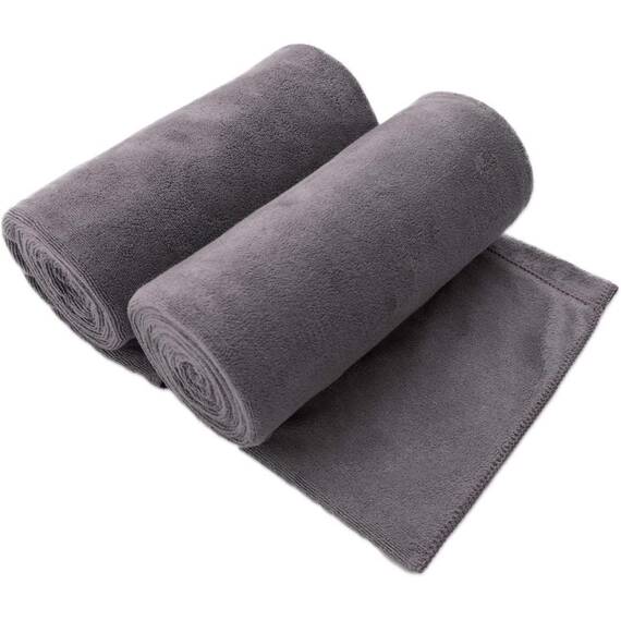 JML Mikrofaser-Badetücher, Jumbo-Badetücher, 2 Stück (88,9 x 177,8 cm), übergroß, weich, super absortbent und schnell trocknend, Mehrzweck-Badetücher für Körper, Sport, Fitness, Yoga, Grau