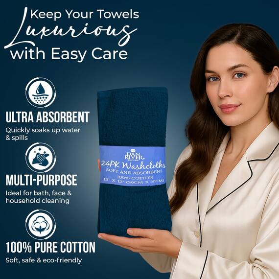 Dan River Waschlappen aus 100% Baumwolle, Premium-Qualität, für Gesicht und Körper, schnell trocknend, essentielle Handtücher für Badezimmer, Hand, Küche und Reinigung, Baby-Waschlappen, 30,5 x 30,5