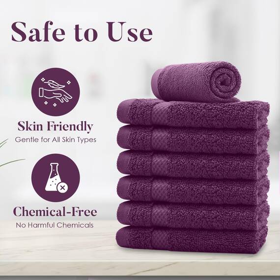 Dan River Premium-Waschlappen für Ihr Gesicht, 100% Baumwolle, 550 g/m², sehr saugfähige Gesichtshandtücher für Körper, Dusche, Badezimmer, 30,5 x 30,5 cm, 12 Stück, Purple Passion