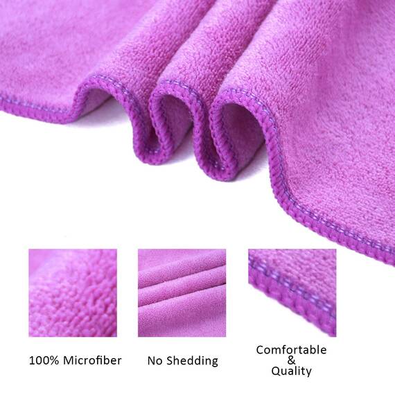 JML Mikrofaser-Handtücher, Badetuch-Sets (6 Stück, 68,6 x 139,7 cm) – extra saugfähig, schnell trocknend, vielseitig einsetzbar für Bad, Schwimmen, Fitness, Sport, Yoga, Violett/Kaffee/Blau
