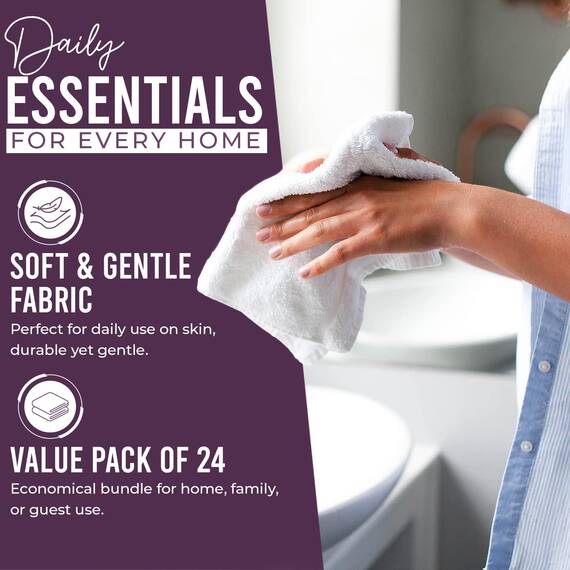 Dan River Waschlappen aus 100% Baumwolle, Premium-Qualität, für Gesicht und Körper, schnell trocknend, essentielle Handtücher für Badezimmer, Hand, Küche und Reinigung, Baby-Waschlappen, 30,5 x 30,5