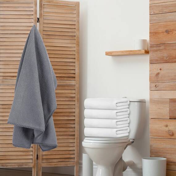 JML Mikrofaser-Handtücher, Badetuch-Sets (6 Stück, 68,6 x 139,7 cm) – extra saugfähig, schnell trocknend, vielseitig einsetzbar für Bad, Schwimmen, Fitness, Sport, Yoga, Violett/Kaffee/Blau