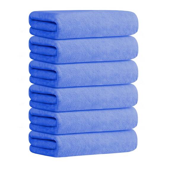 JML Badetücher, Mikrofaser-Badetuch-Set, 6 Stück, 76,2 x 152,4 cm, weiche, saugfähige Mikrofaser-Handtücher für den Körper, kein Verblassen, Mikrofaser-Badetücher für Erwachsene, Blau