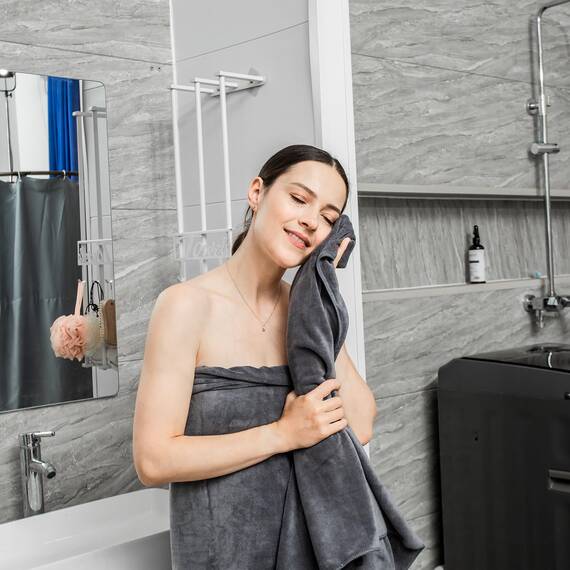 JML Badetücher, Mikrofaser-Badetuch-Set, 6 Stück, 76,2 x 152,4 cm, weiche, saugfähige Mikrofaser-Handtücher für den Körper, kein Verblassen, Mikrofaser-Badetücher für Erwachsene, Blau