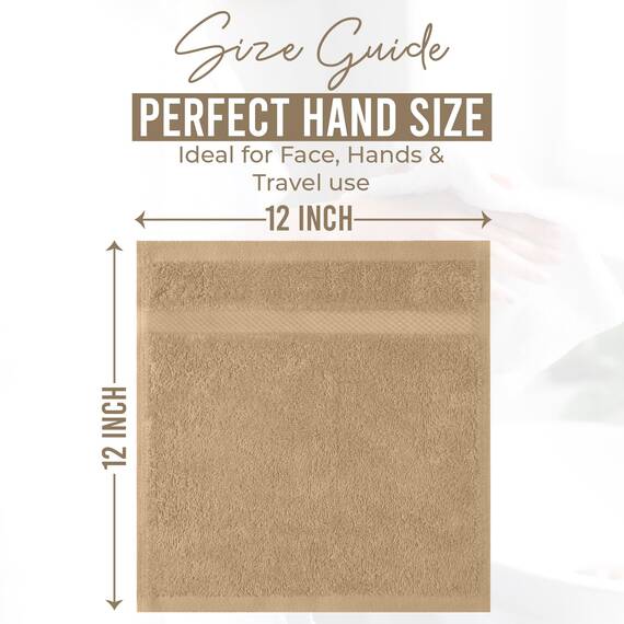 Dan River Premium-Waschlappen für Ihr Gesicht, 100% Baumwolle, 550 g/m², sehr saugfähige Gesichtshandtücher für Körper, Dusche, Badezimmer, 12 Stück, Hellbraun
