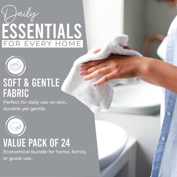 Dan River Waschlappen aus 100% Baumwolle, Premium-Qualität, für Gesicht und Körper, schnell trocknend, essentielle Handtücher für Badezimmer, Hand, Küche und Reinigung, Baby-Waschlappen, 30,5 x 30,5