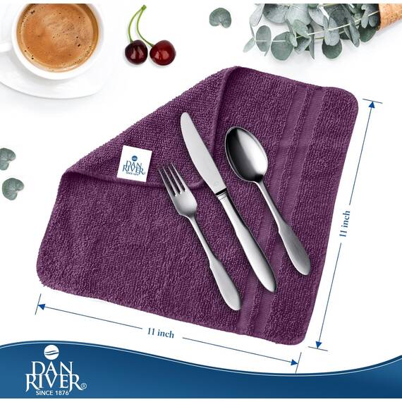 Dan River Waschlappen aus 100% Baumwolle, Premium-Qualität, für Gesicht und Körper, schnell trocknend, essentielle Handtücher für Badezimmer, Hand, Küche und Reinigung, Baby-Waschlappen, 27,9 x 27,9