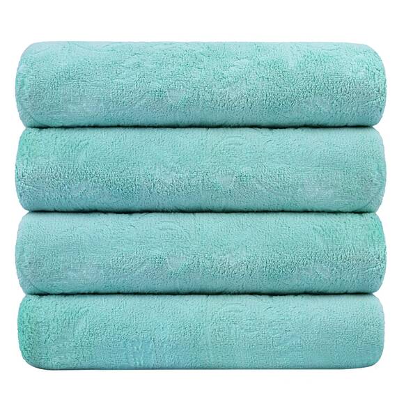 Jml Mikrofaser-Badetücher, Badetuch, 4er-Pack (76,2 x 152,4 cm), übergroß, weich, super absorbierend und schnell trocknend, vielseitig einsetzbar für Sport, Fitness, Yoga, grünes Blumenmuster