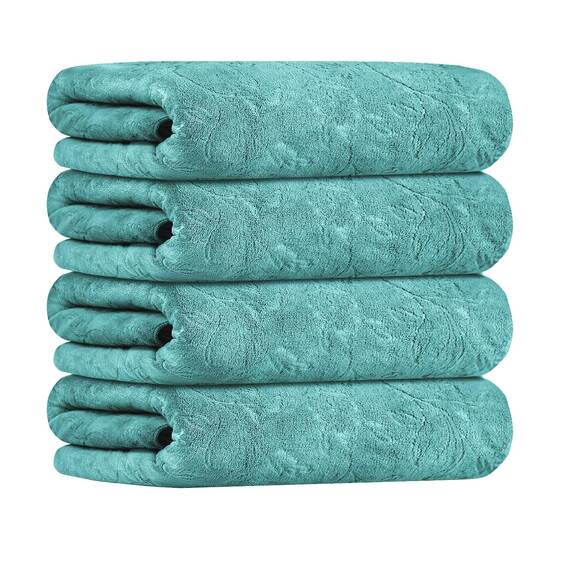Jml Mikrofaser-Badetücher, Badetuch, 4er-Pack (76,2 x 152,4 cm), übergroß, weich, super absorbierend und schnell trocknend, vielseitig einsetzbar für Sport, Fitness, Yoga, grünes Blumenmuster
