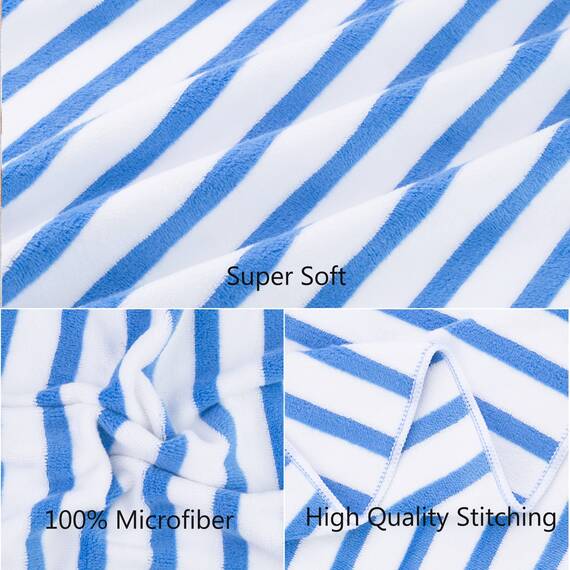 JML Mikrofaser-Badetücher, übergroße Handtuch-Sets, 68.6 x 139.7 cm, extra saugfähig, schnell trocknend und antibakteriell, Sporthandtuch, Yoga-Handtuch 6 Pack-stripeblue