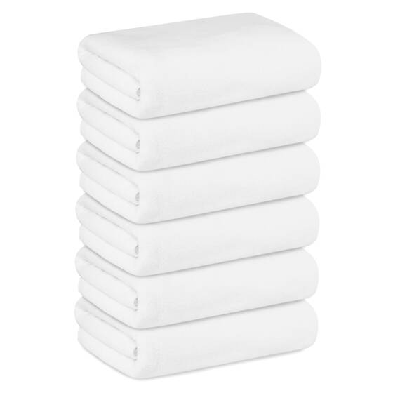 JML Badetücher, großes Mikrofaser-Badetuch-Set, 6 Stück, 76,2 x 152,4 cm, weiche, saugfähige Mikrofaser-Körpertücher für Erwachsene, Weiß
