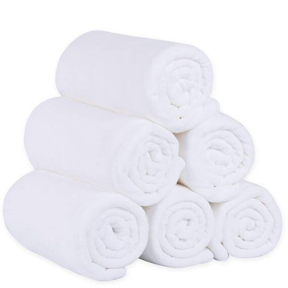Jml Badetuch, Mikrofaser-Badetücher-Set, 6 Stück (76,2 x 152,4 cm) – Größe Large, weich, extra saugfähig, schnell trocknend als Haarwickel, Fitness, Sport, Yoga, weiß