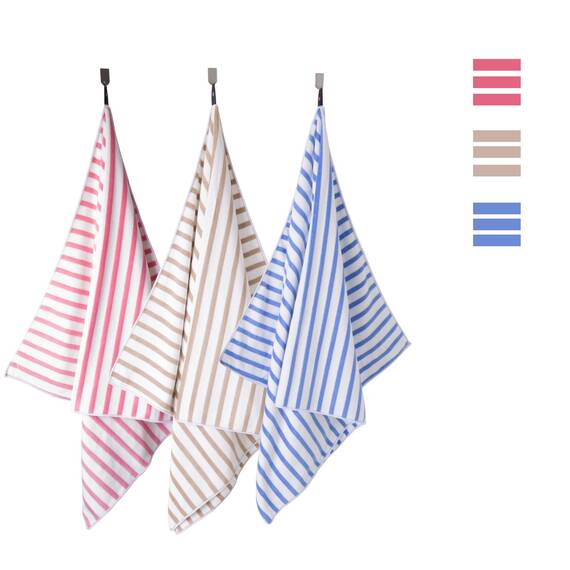 Jml Strandtücher, Mikrofaser-Badetuch-Set, saugfähig und schnell trocknend, für Erwachsene, Reisen, Sommer, Sport, Schwimmen, Pool, Yoga, Camping, 6 Stück, 76,2 x 152,4 cm, gestreift, braun und weiß