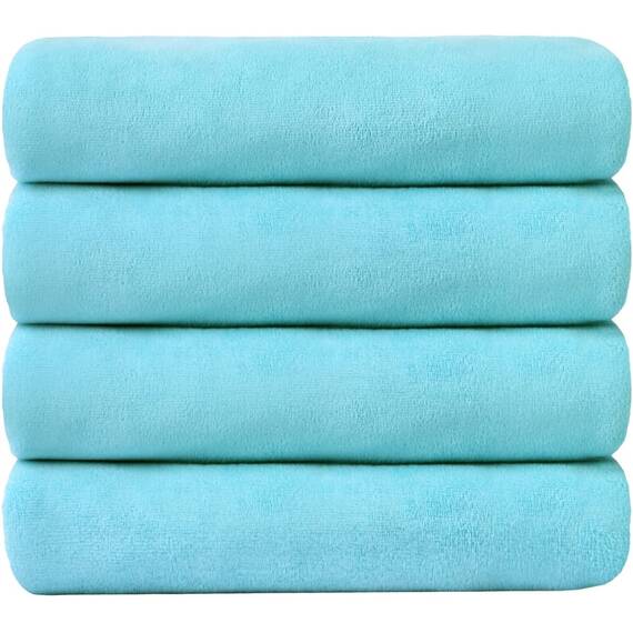 JML Handtücher, großes Mikrofaser-Badetuch-Set, 4 Stück, 68,6 x 139,7 cm, weich, super saugfähig, schnell trocknend, für Schwimmen, Pool, Fitness, Sport, Yoga – Himmelblau