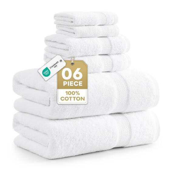 LANE LINEN Badetuch-Set aus 100 % Baumwolle, superweich, sehr saugfähig und schnell trocknend, 2 Badetücher, 2 Waschlappen, 2 Handtücher für Badezimmer, Hotelqualität, ideal für Spa, Fitnessstudio und