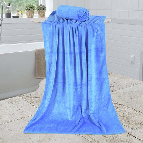 JML Mikrofaser-Handtücher, Badetuch-Set (68,6 x 139,7 cm) – extra groß, weich, saugfähig, schnell trocknend, Badetuch für Dusche, Schwimmen, Fitness, Sport, Yoga, Pfirsich/Grau/Blau, 6 Stück