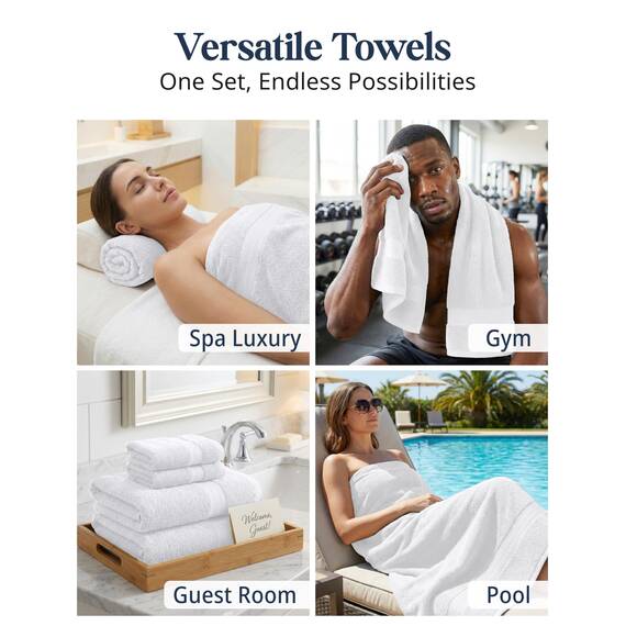 LANE LINEN Badetuch-Set aus 100 % Baumwolle, superweich, sehr saugfähig und schnell trocknend, 2 Badetücher, 2 Waschlappen, 2 Handtücher für Badezimmer, Hotelqualität, ideal für Spa, Fitnessstudio und