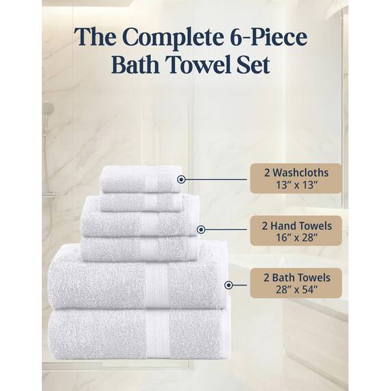LANE LINEN Badetuch-Set aus 100 % Baumwolle, superweich, sehr saugfähig und schnell trocknend, 2 Badetücher, 2 Waschlappen, 2 Handtücher für Badezimmer, Hotelqualität, ideal für Spa, Fitnessstudio und
