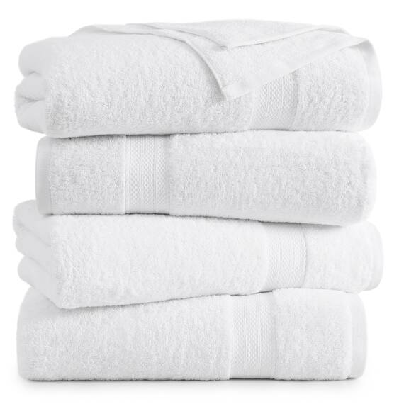 4-teiliges Badelaken-Set, 100 % Baumwolle, superweicher, flauschiger Plüsch, schnell trocknend, extra groß, sehr saugfähig, für Badezimmer, Dusche, Qualität, Badelaken – Weiß (88.9 x 167.6 cm)