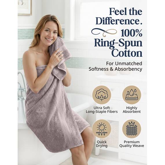 LANE LINEN Badetuch-Set aus 100 % Baumwolle, 6-teilig, flauschig, super weich und sehr saugfähig, 2 große Badetücher, 2 Waschlappen, 2 Handtücher, Ringgesponnen, doppelseitiges Baumwoll-Frottee
