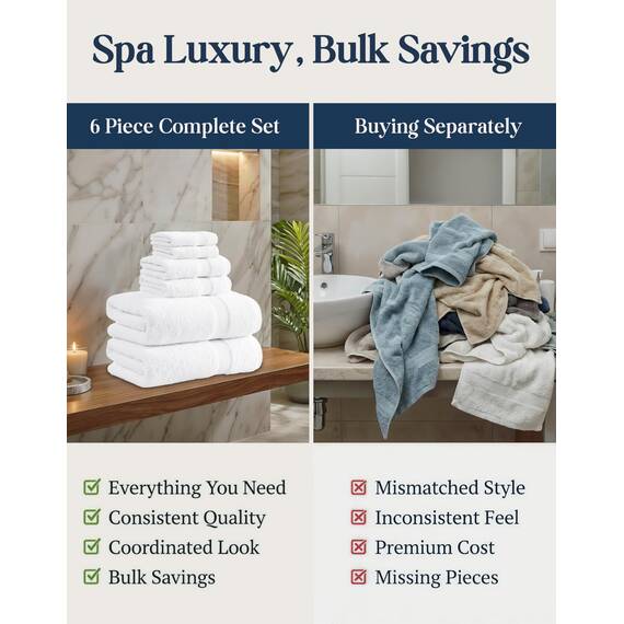 LANE LINEN Badetuch-Set aus 100 % Baumwolle, superweich, sehr saugfähig und schnell trocknend, 2 Badetücher, 2 Waschlappen, 2 Handtücher für Badezimmer, Hotelqualität, ideal für Spa, Fitnessstudio und